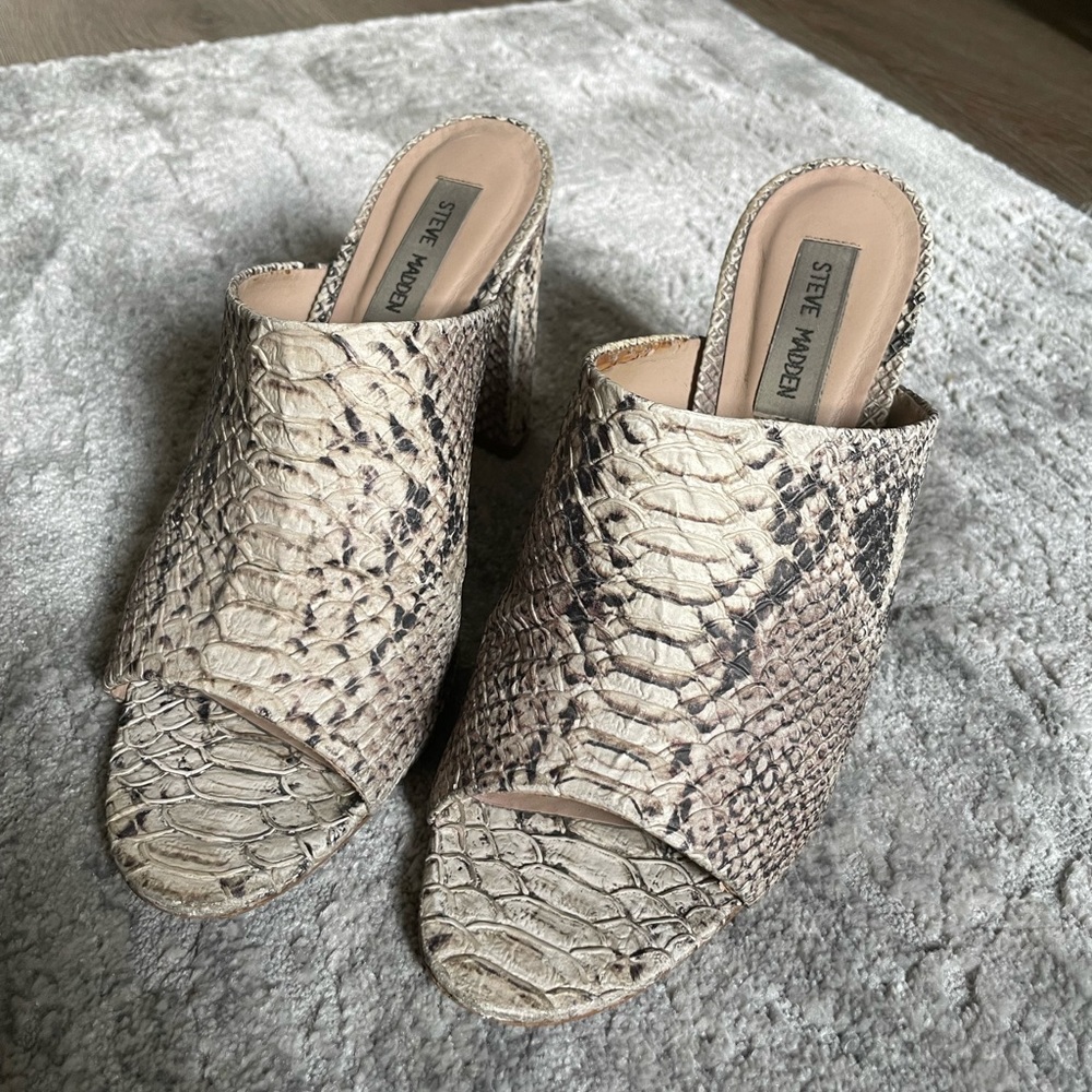 Steve Madden Snake Skin Mule Heels